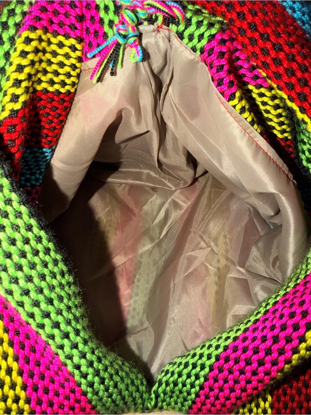 Neon Multicolor Striped Fringe Hobo Bag